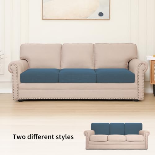Image of Easy-Going Stretch Individual Oversized Couch Cushion Cover Sofa Seat Furniture Protector Sofa slipcover Soft Flexibility with Elastic Bottom(3 Cushion XL Sofa, Bluestone)