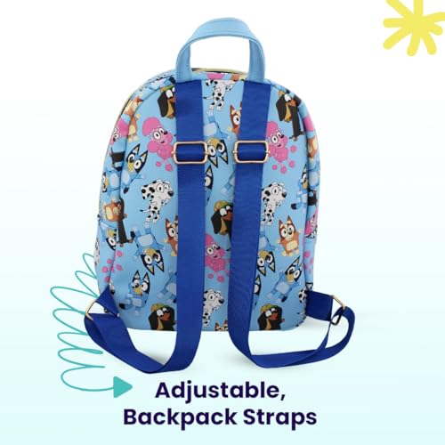Bluey and friends Mini PU Leather Backpack Purse with Adjustable Straps 10 In (Blue, One Size)3