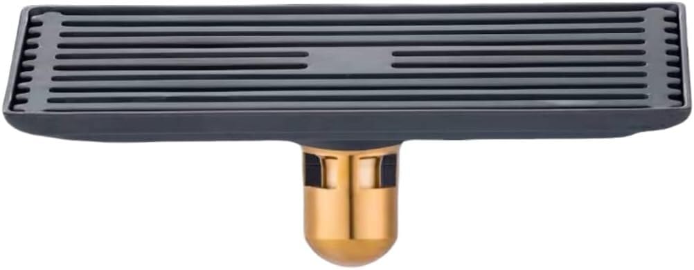 Paqwtyb 10*20Cm Floor Drain, Stainless Steel Gray Long Strip Bathroom Full Copper Deodorizing Core Floor Drain
