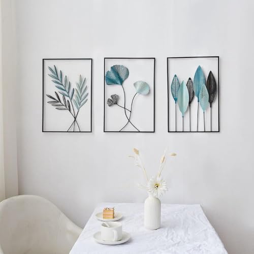 Image of SHREE 'O' GREEN TECH - Handcrafted Metal Golden Abstract Leaf Frame Wall Art Sculpture Large Multicolor Decorative Wall Hanging for Home, Living Room, Drawing Room & Bedroom Decor (Size 12x18 Inch)