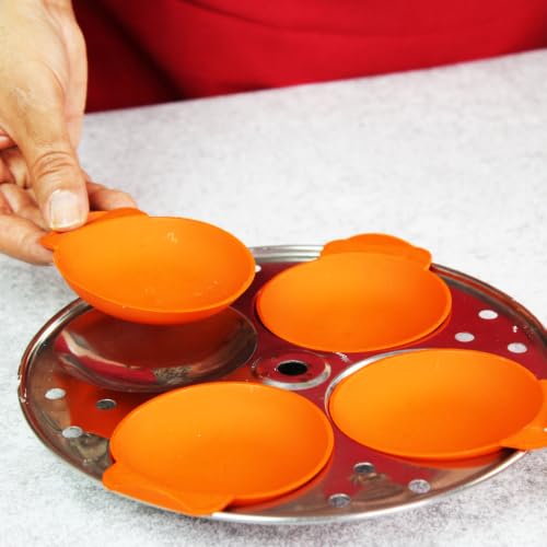 Image of Corvel Silicone Idli Mould | Idli Maker | Idli Liners original, Orange | 8Pcs | Non stick | Food Grade Silicone | BPA Free | No greasing | Oven, Microwave & Dishwasher Safe