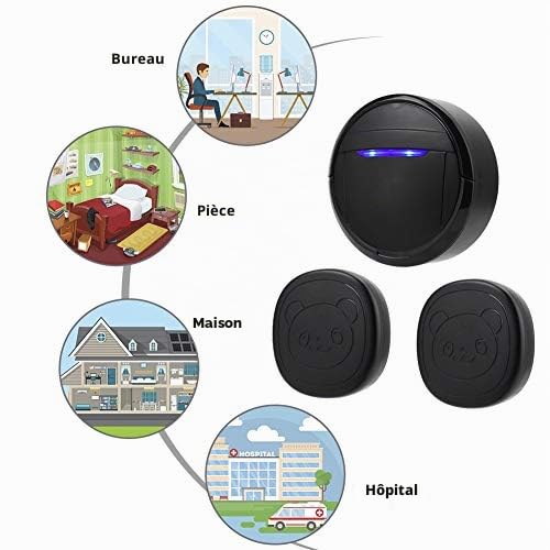 Bouton de Sonnette Tactile étanche Sans Fil, Sonnette d'interphone pour Animaux de Compagnie, Interphone Extérieur pour L'appelant, Contient 2 émetteurs et 1 Récepteur (EU Plug)