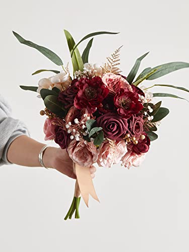 Misspin Wedding Artificial Flowers Box Set For Diy Wedding Bridal Bouquets Fake Peony Flowers Centerpieces Arrangements Party Baby Shower Home Decorations (Dusty Cream) #TOP2