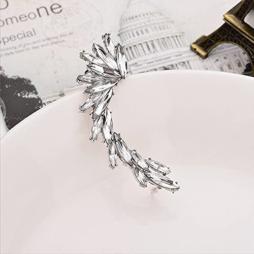 Crystal Leaf Climbers Crawler Jewelry Jacket Earrings Sparkly Zircon Pave Metal Ear Cuff Wrap Clip Stud Earring Climber Top Ear Clip for Women4