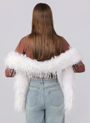 Faux Fur Scarf Large Furry Scarfs Solid Color Long Neckerchief Decoration Warm Scarf for Women Lightweight 20254
