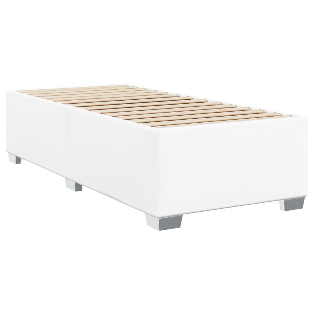 White Faux Leather Box Spring Bed with Pocket Spring Mattress & Topper, regulowana słuchawka, 100 x 200 cm, trwała i łatwa do czyszczenia rama dla optymalnego wsparcia snu