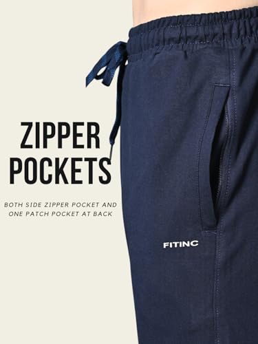 Image of FITINC Regular Fit Cotton Lower Trackpant for Men with Zipper Pockets