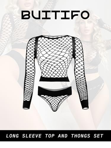 Buitifo Damen Dessous-Sets Sexy Lingerie Fischnetz Sexy Bodys Nachtwäsche (Schwarz TWG,Einheitsgröße)