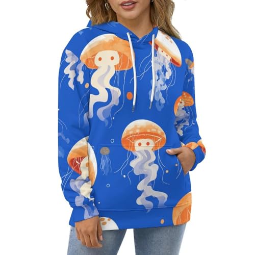 Sweat Meduse Cartoon à capuche original avec manches longues - 2