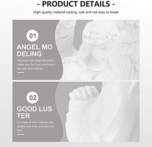 VOSAREA Resin Angel Figurine Praying Angel Statue Desktop Sculpture Decorative Church Wings Angel Statue Sculpture Gift for Indoor Outdoor