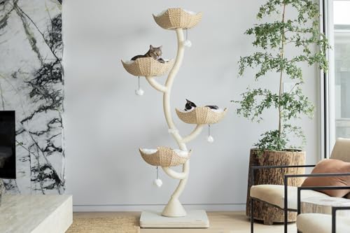 MAU 73" Tall Modern Cat Tree Scratching Tower for Large Cats, Scratching Post Condo, Cat Tower for Multiple Cats, Luxury Cat Gifts by Mau Lifestyle