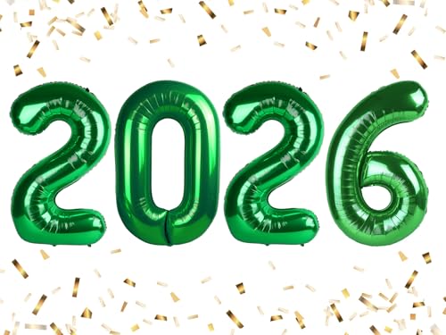 Image of Number Balloons Dark Green 2026 Balloon 40 inch for 2026 Party Decoration | Saturated Color, Large 40 in, With Inflation Straw & Hanging Hole, For Back-To-School Season, Forest Picnic Party, Christmas
