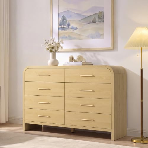 Image of Curved Drawer Dresser for Bedroom with 8 Drawers, 54'' Wide Chest of Drawer
