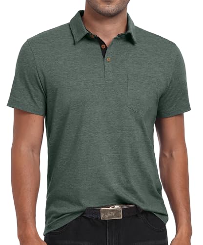 Sailwind Men's Cotton Polo Shirts Short Sleeve Casual Summer Shirts Classic Collared Golf Shirt with Pocket 5
