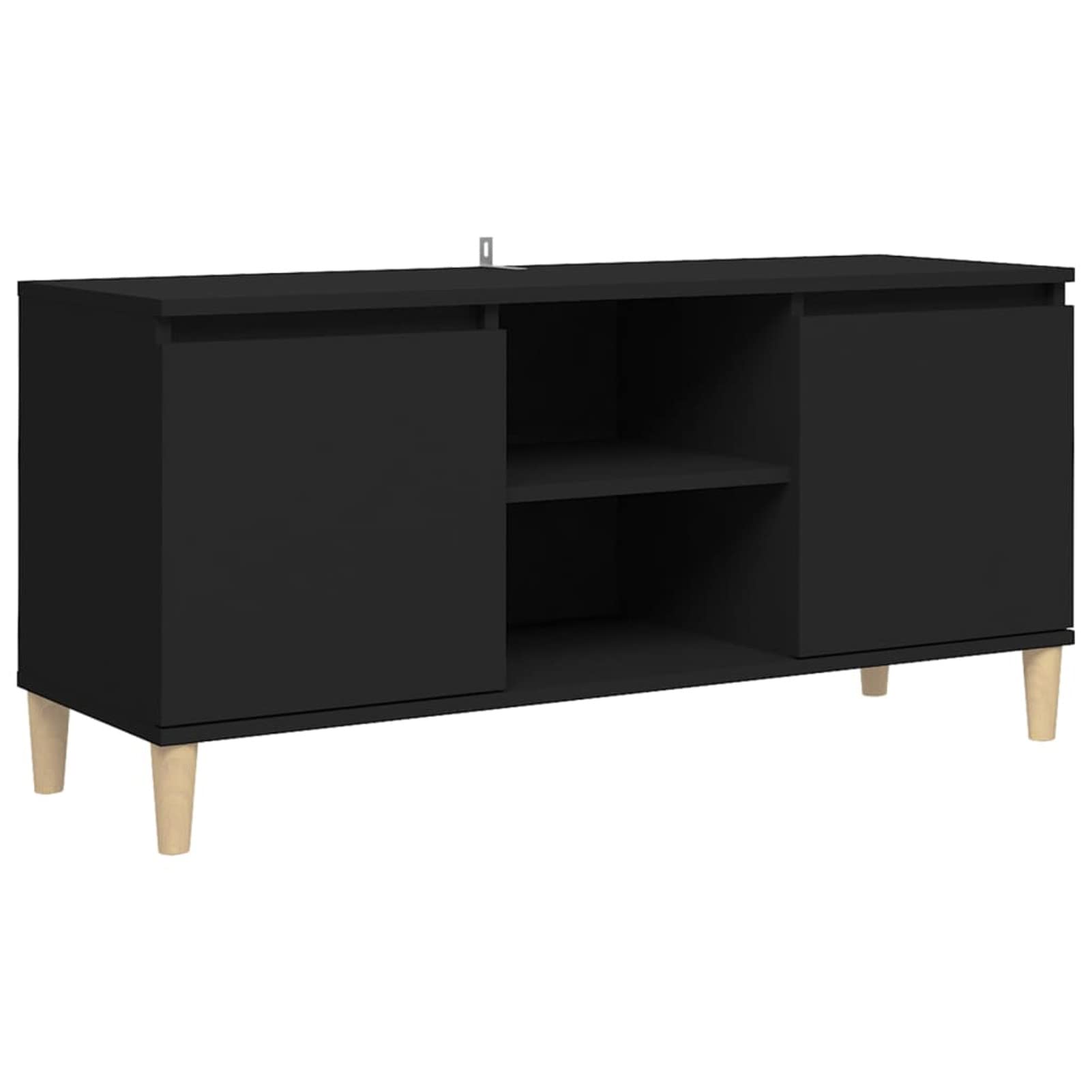 Homgoday Comodino con Gambe in Legno Massello Nero 103,5x30x50 cm, Mobile Porta TV Mobiletto Basso per TV per Tavolino da Salotto Industriale Supporto TV Soggiorno