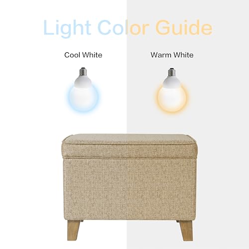 Image of Homepop Home Decor | Medium Square Storage Ottoman with Hinged Lid | Ottoman with Storage for Living Room & Bedroom, Tan