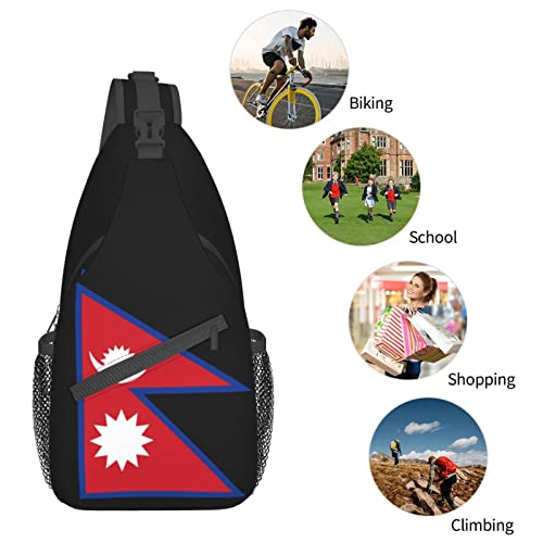 Mochila cruzada unisex Nepal Flag Black resistente miniatura 7