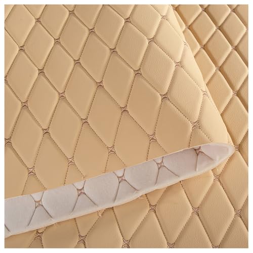 Simili cuir souple crème matelassé au mètre PU pour canapé meuble et siège voiture