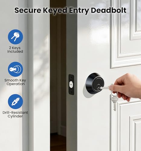Veise Keyed Single Cylinder Deadbolt Lock, Inside Thumb Turn, Matte Black by Veise - Used condition - Image 2