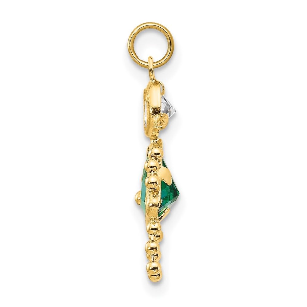 Solid 10K Yellow Gold 20mm Polished January to December Month Birthstone Charm for Pendant Necklace or Bracelet (L-20 mm/0.79 Inch, W-10 mm/ 0.39 Inch): May Birthstone