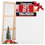 Zenacolor Tela per Dipingere 100x150 - Set di 2 Canvas Tele per Dipingere 100x150 senza Ac...