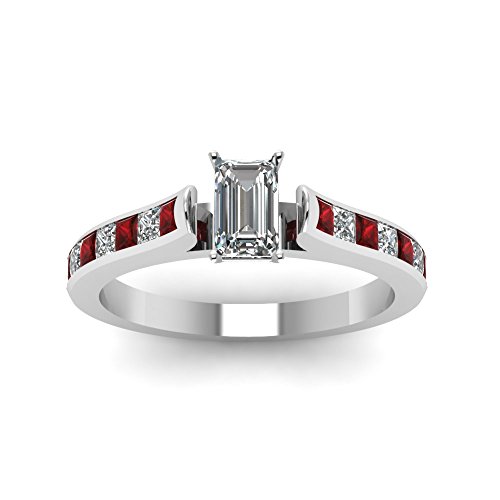 Image of 55Carat Choose Your Gemstone Cathedral Channel Set Diamond CZ Ring Sterling Silver Emerald Shape Side Stone Engagement Rings Matching Jewelry Wedding Jewelry Easy to Wear Gifts US Size 4 to 12