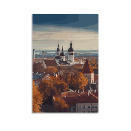 Peinture sur toile Tallinn Estonie haut de gamme pour décoration de bureau