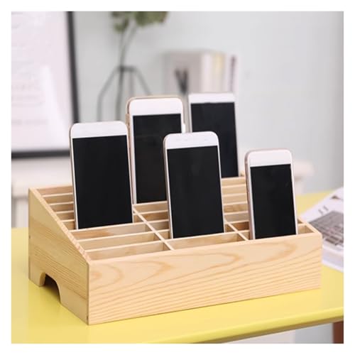 Mueble de madera para celulares con 24 compartimentos en capas 2