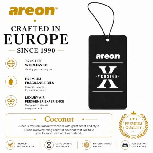 Image of AREON X Version Coconut Paper Hanging Car Air Freshener - Pack of 12