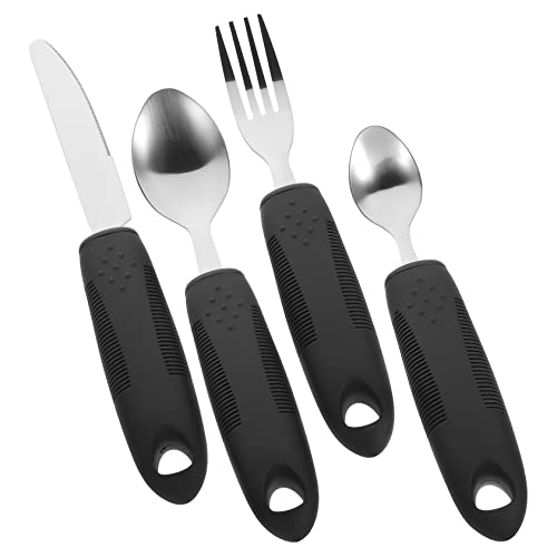 HAPINARY Set of Adaptive Utensils Handicap Utensils for Elderly Non-Slip Spoon for 's Comfortable to Hold Eating Utensils Stainless Steel Elderly Tableware