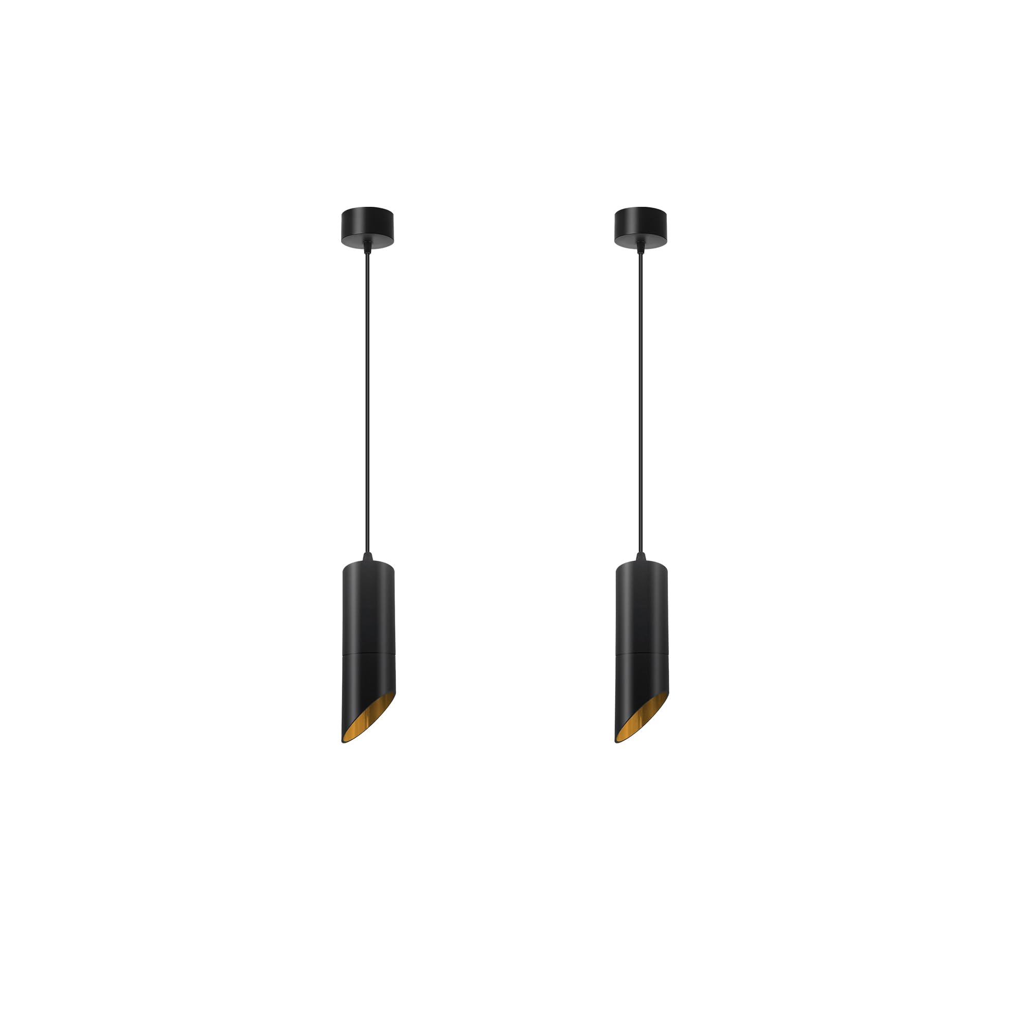 2PCS Modern Black Cylinder Pendant Light 5W LED Light Long Tube GU10