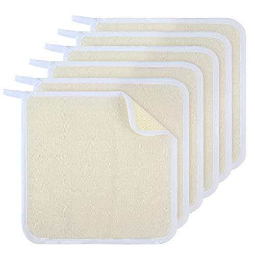 Sunland Exfoliating Face Body Wash Cloths Towel Soft Weave Bath Cloth Exfoliating Scrub Cloth Massage bath Cloth for Women and Men 6 Pack One Sides Exfoliating Cloth