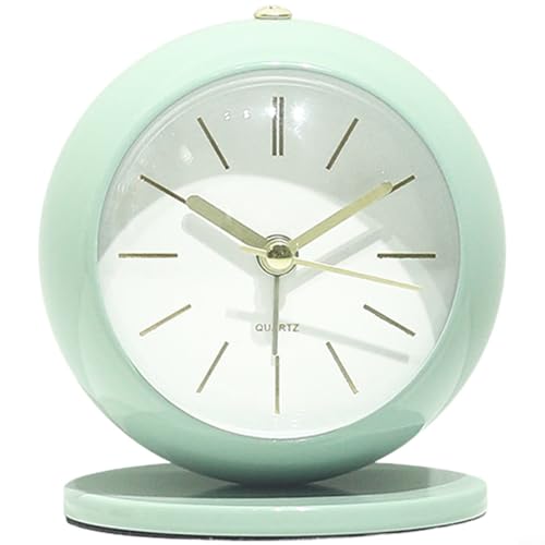 Tidgel Reloj despertador de metal con fuerte para anillo y movimiento de barrido silencioso, para luz nocturna, reloj de mesita de noche para estudiantes, dormitorio, oficina, verde esmeralda (verde