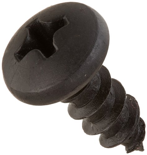Small Parts 1008APPB Steel Sheet Metal Screw, Black Oxide Finish, Pan Head, Phillips Drive, Type A, #10-12 Thread Size, 1/2