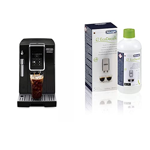 De’Longhi ECAM35020B Dinamica Automatic Coffee & Espresso Machine TrueBrew (Iced-Coffee), Burr Grinder + Descaling Solution, Black & EcoDecalk Descaler, 16.90 oz (5 uses)