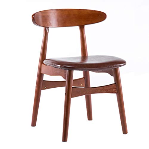 Zhangmeiren Dining Chair Solid Wood Retro Low Back Chair Red Brown Solid Wood Frame Dining Chair Leisure Discussion Chair Red Brown PU Sponge Pad