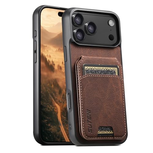 Étui cuir iPhone 15 Pro marron résistant aux chocs quotidiens