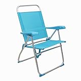 Arcoiris Sillas de Playa 5 Posiciones textileno, Silla de Playa Portátil, Plegable, Aluminio, Reclinable, para Llevar como Mochila, Silla de Exterior (1 Unidad, Azul Claro)