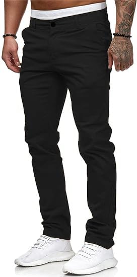 HUNGSON Mens Chinos Dress Pants Slim Straight Fit Flat-Front Golf Pants Casual Travel Slacks2