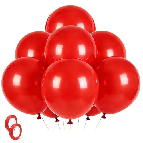 Image of Red Balloons Red Birthday Decorations 30 Pack 18 inch Round Latex Balloons for Wedding Anniversary Birthday Valentine's 4th of July Independence Memorial Day Patriotic Party Decorations