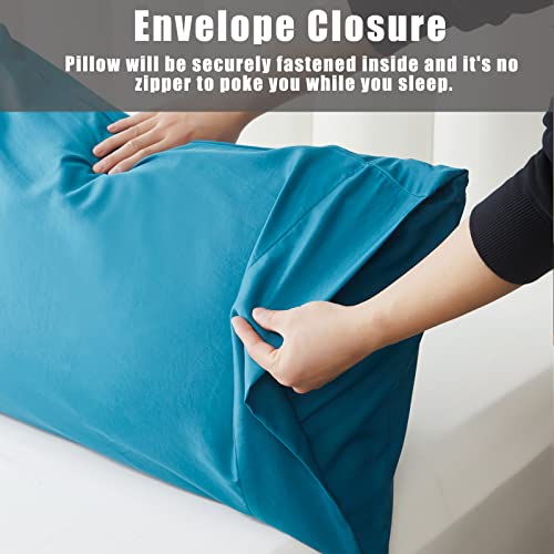 Image of TELUS Blue Pillow Cases Queen Size 2 Pack, Bamboo Rayon Cooling Pillowcases with Envelope Closure, Cool Breathable Pillow Cover for Hot Sleepers & Night Sweats, 20x30 inches