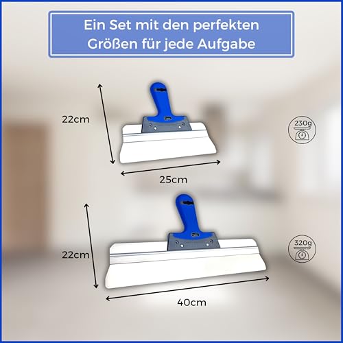 BACHSAM® Made in Germany hochwertiges Flächenspachtel Set 25cm,40cm zum Spachteln, Verputzen und Tapeten Entfernen… – Ansicht 6