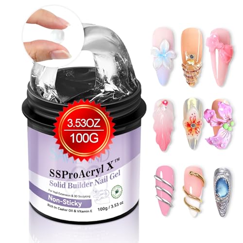 Image of SAVILAND Solid Builder Nail Gel for Nails: Non-Sticky Sculpting Gel for Nails Art 100 g 3D Nail Gel VE Castor Oil Hard Gel for Nails Extension 3D Nail Art DIY Carving Patterns Decoration SSProAcryl X