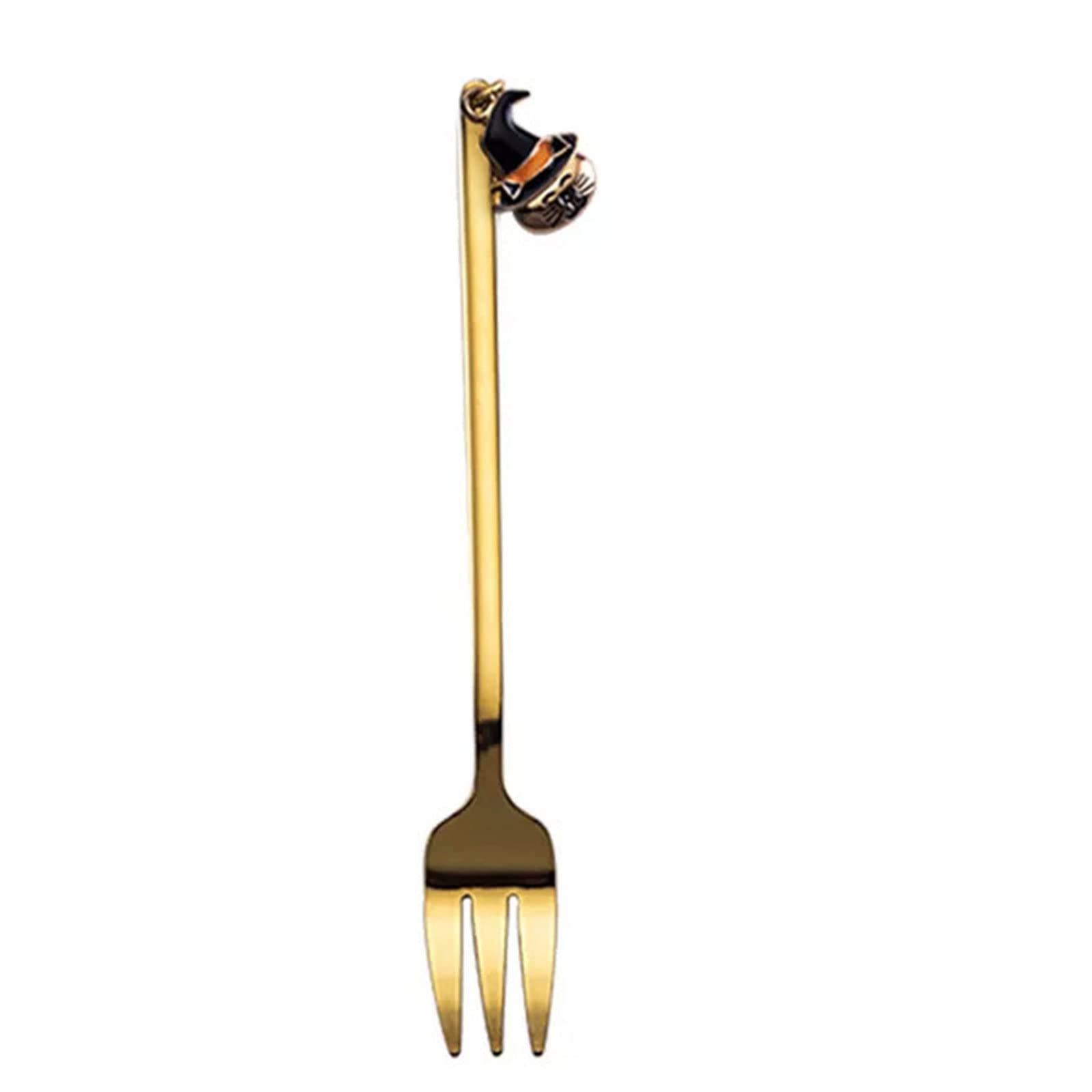 Elnwnnkc Halloween Small Appetizer Forks Long Handle Stirring Spoons Stainless Steel Dessert Coffee Flatware Dishwasher Safe Dessert Forks Spoons Small