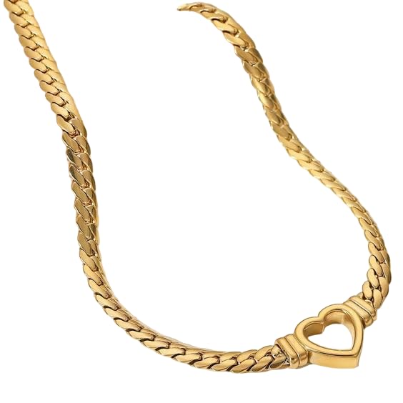 Glamlife love heart chain necklace for Women and Girls, Pendant For Girls Women Love Heart Shape Necklace Pendant Necklace for Girls And Women, Heart Necklace (Gold) (B0D5VBD8CP) Amazon Price History, Amazon Price Tracker