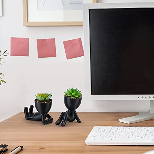 Fake-Succulent-Mini-Succulents-Plants-Artificial-in-Black-Modern-Human-Shaped-Ceramic-Pots-Desk-Decor-Desk-Plant-for-Office-Decor-for-Women-Cute-Fake-Plants-Bathroom-Decor-2PCS