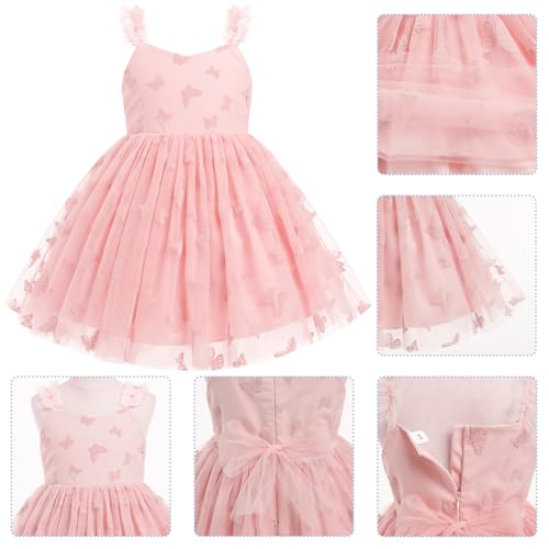 IDOPIP Toddler Baby Girls Butterfly Tutu Dress Summer Sleeveless Princess Butterfly Birthday Party Dresses Pageant Tulle Gown3