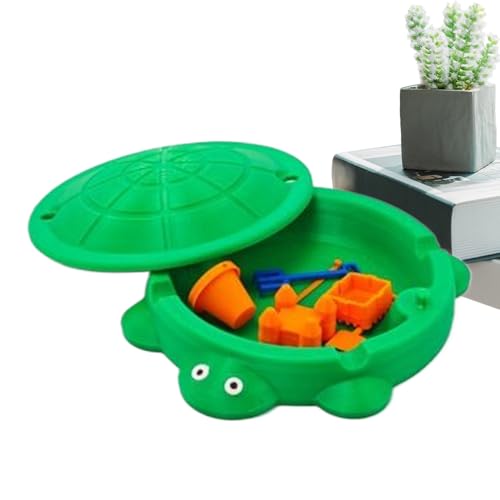 Mini Turtle Sandbox | Covered Sandbox with Sand Tools | Sensory Play Toy Set,for Kids Boys Girls Outdoor Indoor Garden Beach Backyard Park Playground Desk Desktop Studio Bedroom