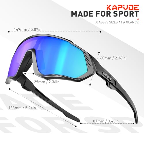Fahrradbrille für Brillenträger von KAPVOE mit 5 austauschbaren Gläsern