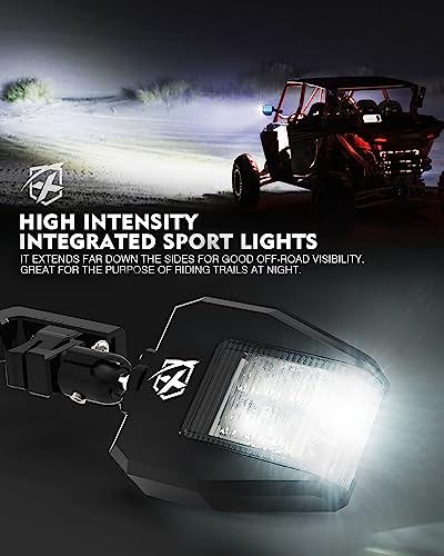 Xprite Utv Side View Mirrors Aluminium W/Led Spot Light Smoke Lens Compatible With 1.75"-2" Roll Cage Bar For Pioneer Polaris Rzr, Side By Side, Can Am X3, Kawasaki Teryx Mule, Yamaha Rhino Wolverine #TOP1
